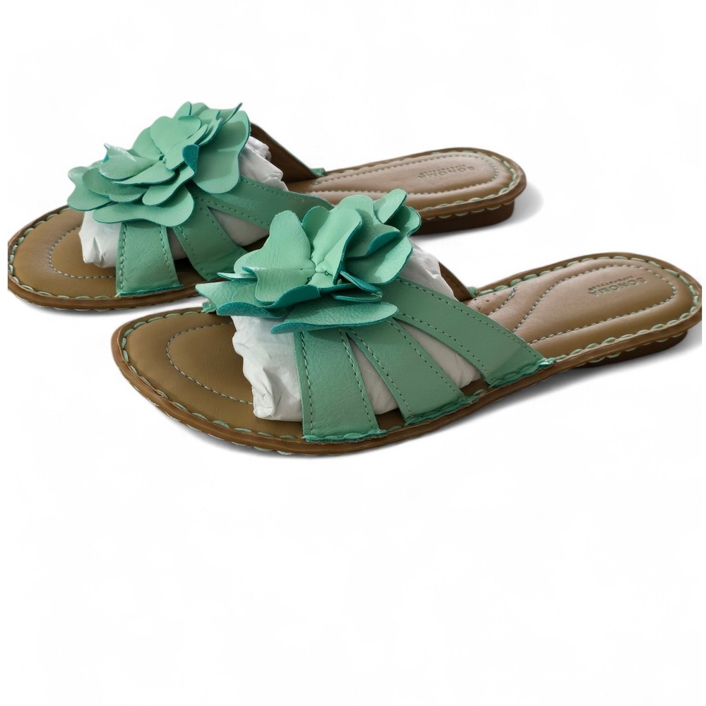Sonoma Goods for Life Mariel Mint Green Floral Slide Sandals Womens 7 Medium - Picture 3 of 6